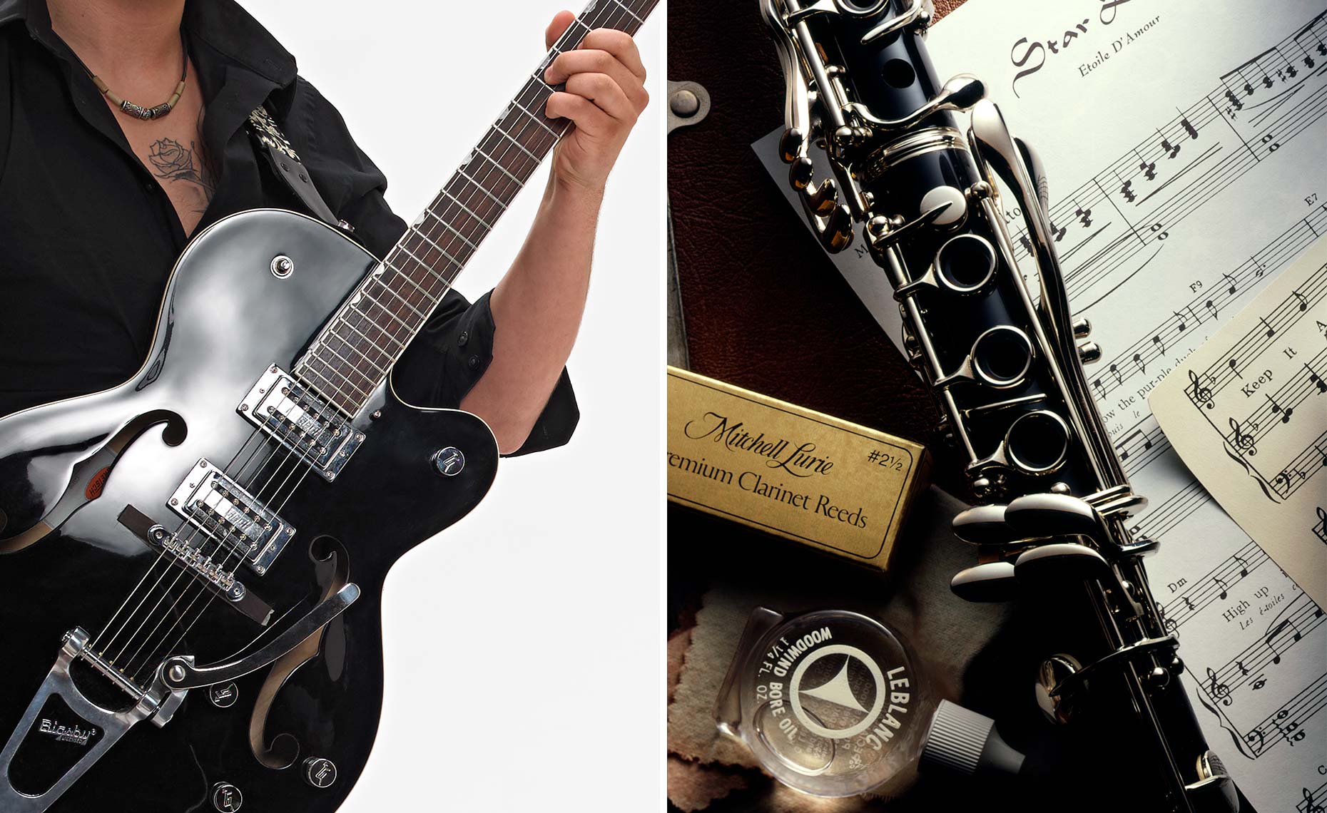Clarinet & Sheet Music-and- Man with Guitar-IP